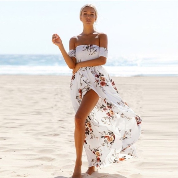 Off shoulder floral print maxi - Picture 1 of 9